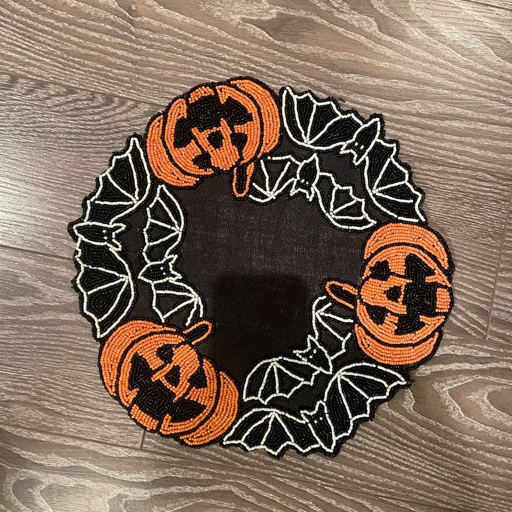 Tahari Home Halloween Pumpkin and Bat Beaded Placemat